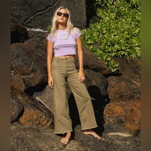 Billabong Olive Wide-Leg High-Rise Jeans